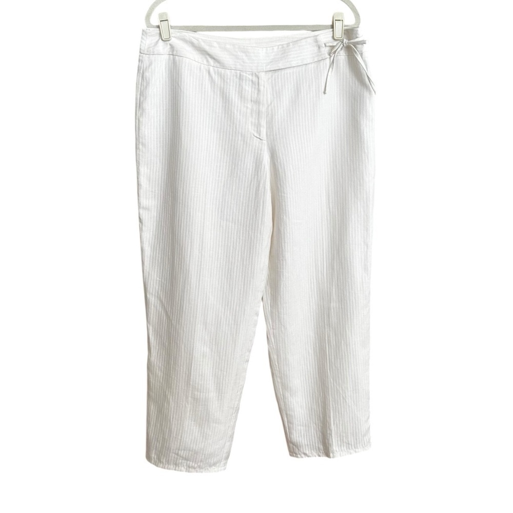 EMMA & JAMES White Linen Blend Taper Leg Pants Coastal Minimalist Chic Beachy 16